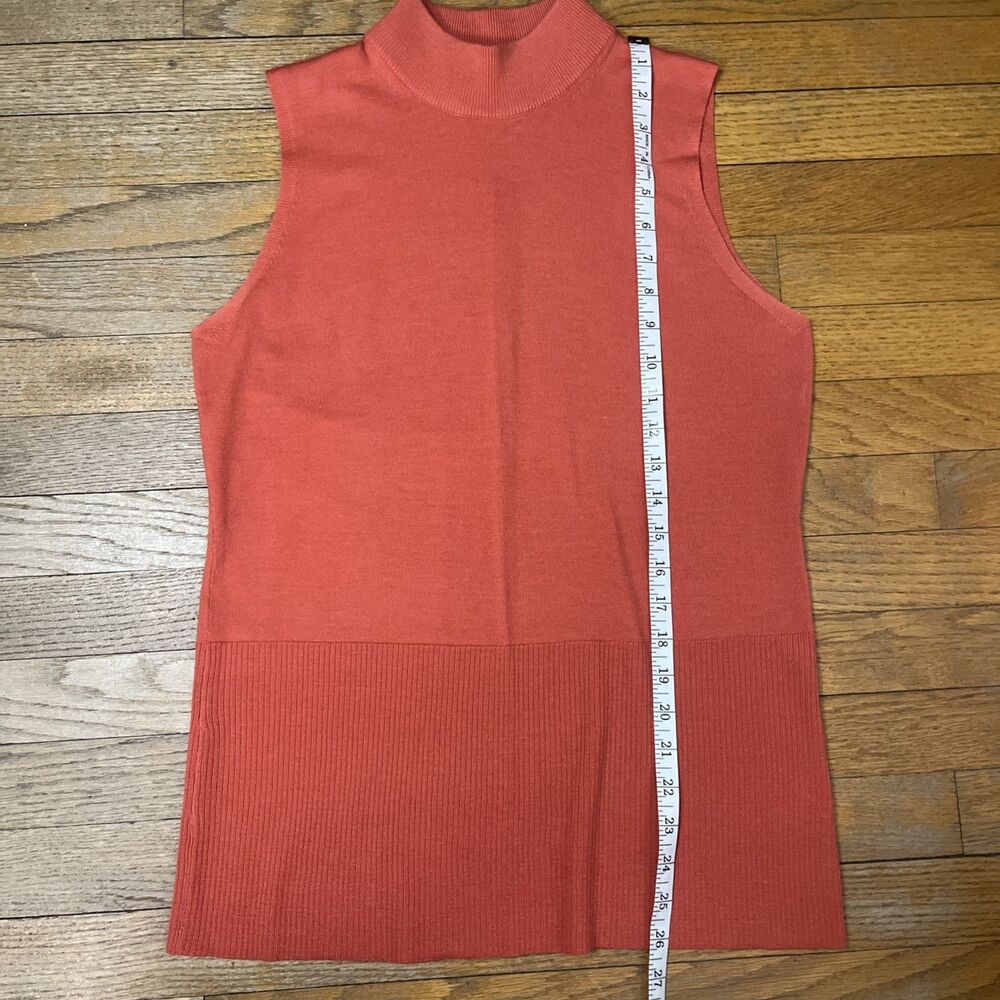Doncaster Womens Size Large 100% Wool Orange Mock Neck Sleeveless Sweater - Picture 8 of 9